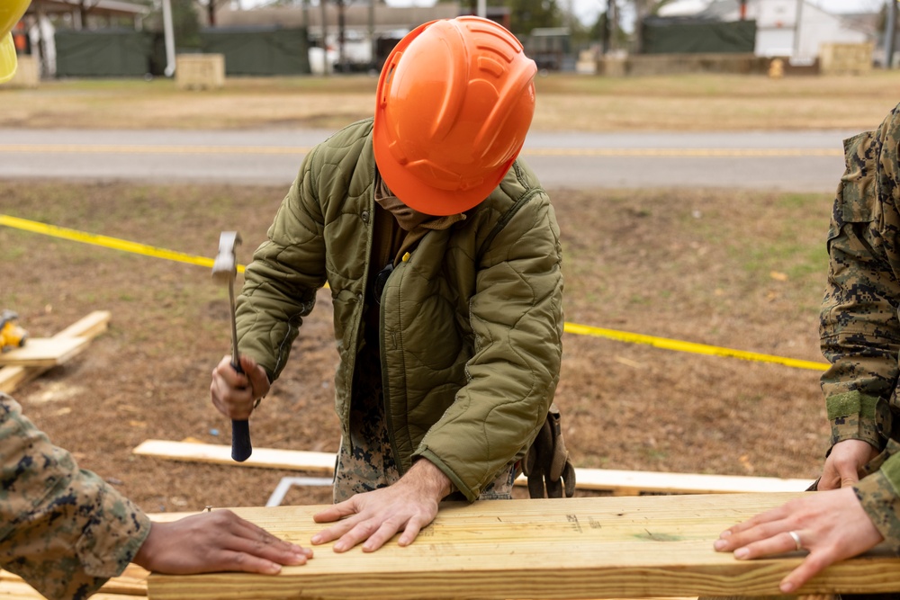 U.S. Marines with 8th Engineer Support Battalion and U.S. Navy Seabees Construct Wooden Structures during Exercise Winter Pioneer 23