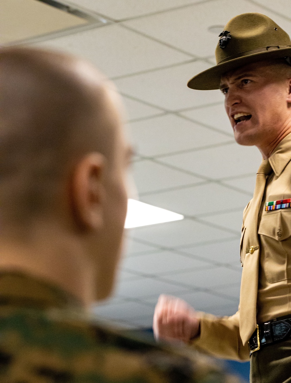 Recruit Anthony A. Chiaramonte meets his drill instructors