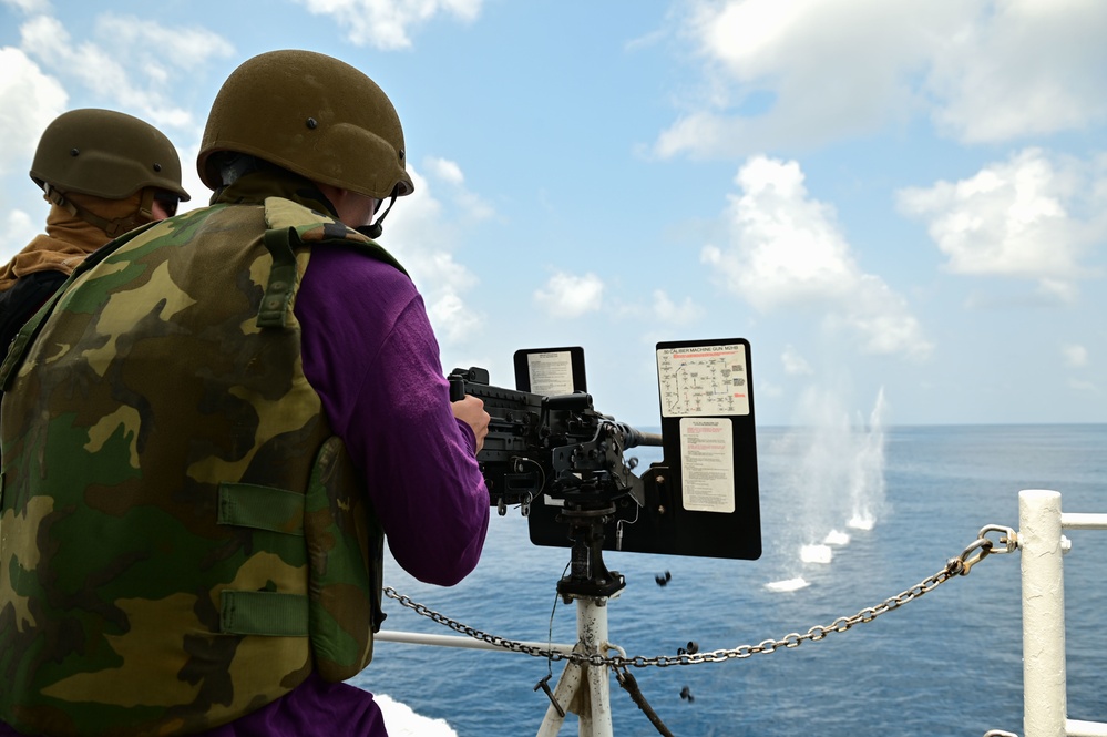 USCGC Spencer (WMEC 905) conducts 50 caliber training