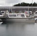 Survey Vessel Beeman awaits christening at the harbor in Newport, Ore.