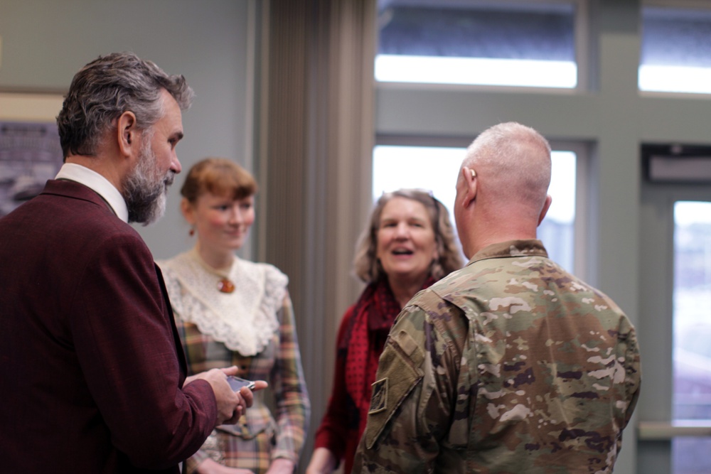 Beeman family share stories with Portland District commander, Col. Michael Helton.