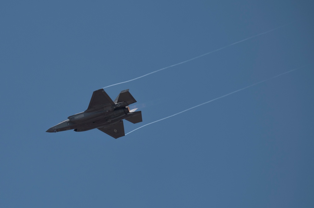 F-35 Demo Team performs during Aero India 23