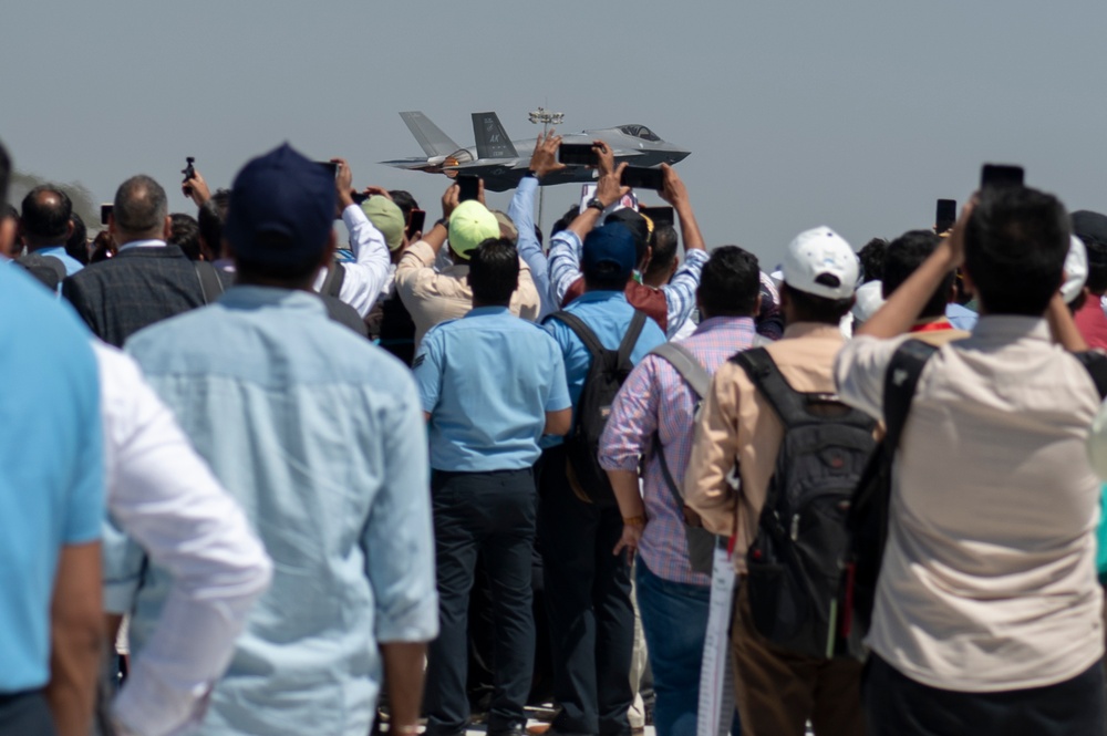 F-35 Demo Team performs during Aero India 23