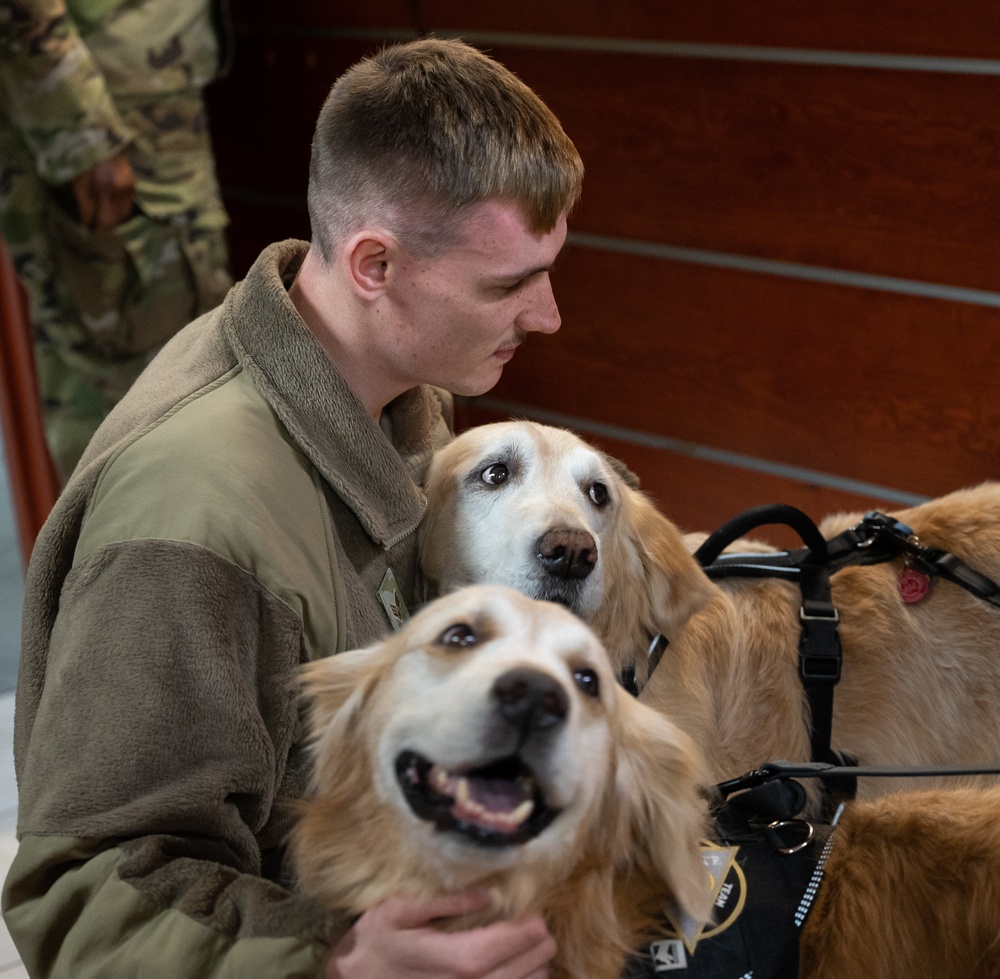 Air Force Mortuary Affairs Operations visits with K-9's from the Tri-State Canine Response Team