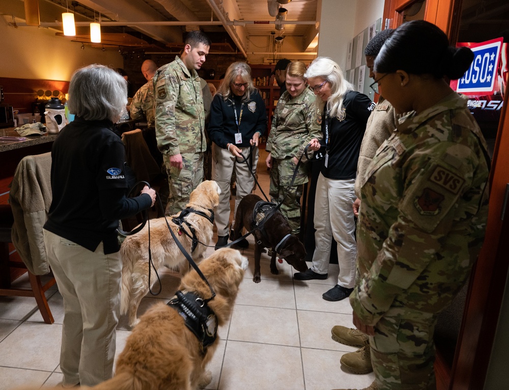 Air Force Mortuary Affairs Operations visits with K-9's from the Tri-State Canine Response Team