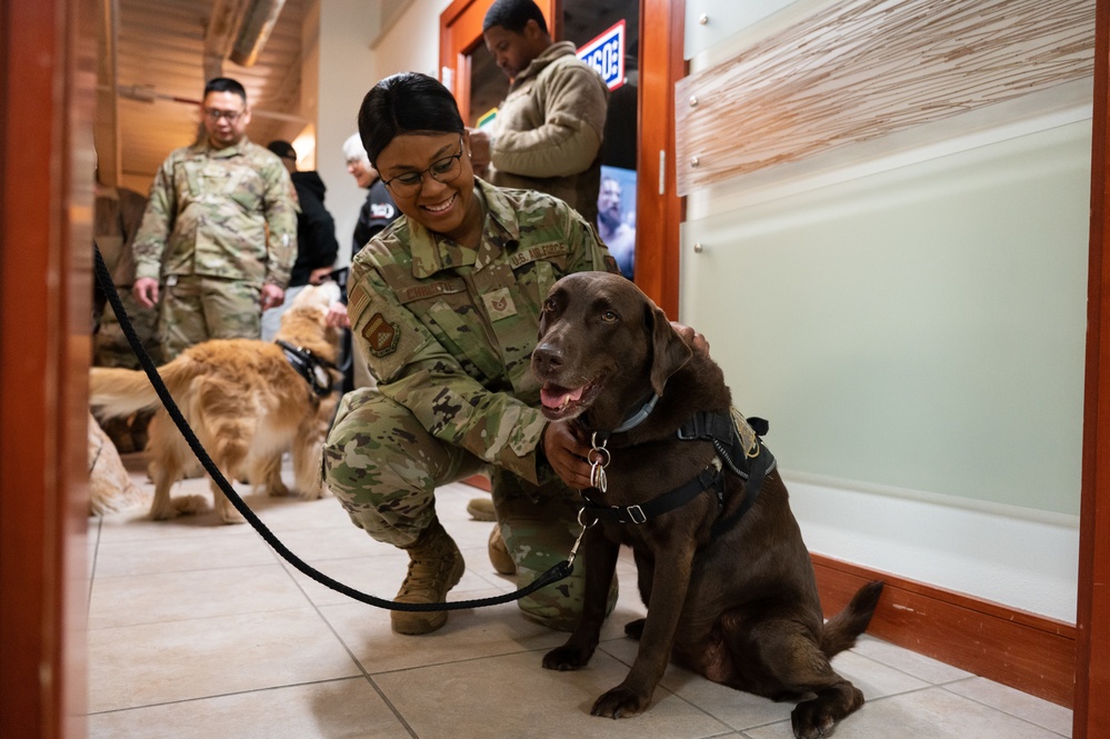 Air Force Mortuary Affairs Operations visits with K-9's from the Tri-State Canine Response Team