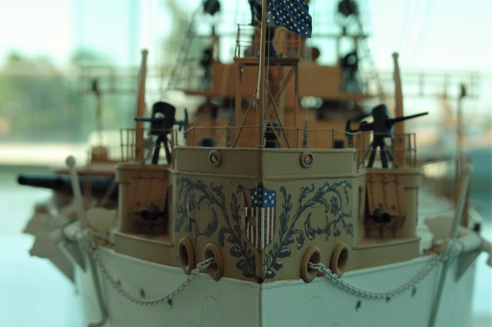 USS Maine (ACR 1) ship model at the Hampton Roads Naval Museum