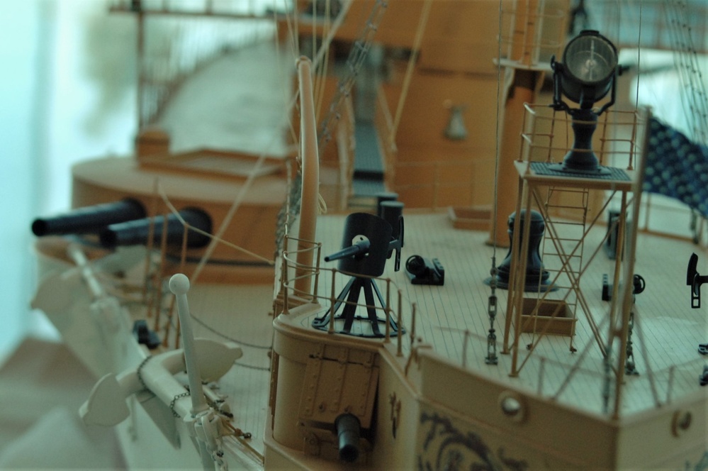 USS Maine (ACR 1) ship model at the Hampton Roads Naval Museum