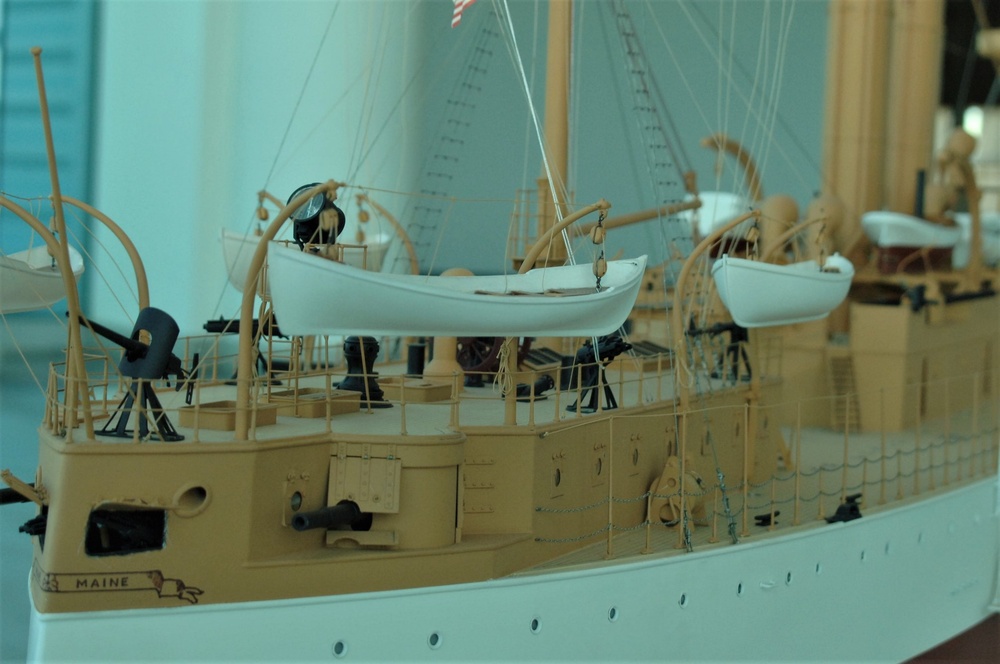 USS Maine (ACR 1) ship model at the Hampton Roads Naval Museum