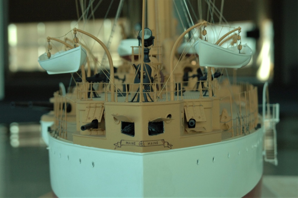 USS Maine (ACR 1) ship model at the Hampton Roads Naval Museum