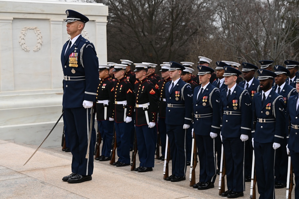 Space Force milestone: Guardian leads platoon in Arlington joint ceremony