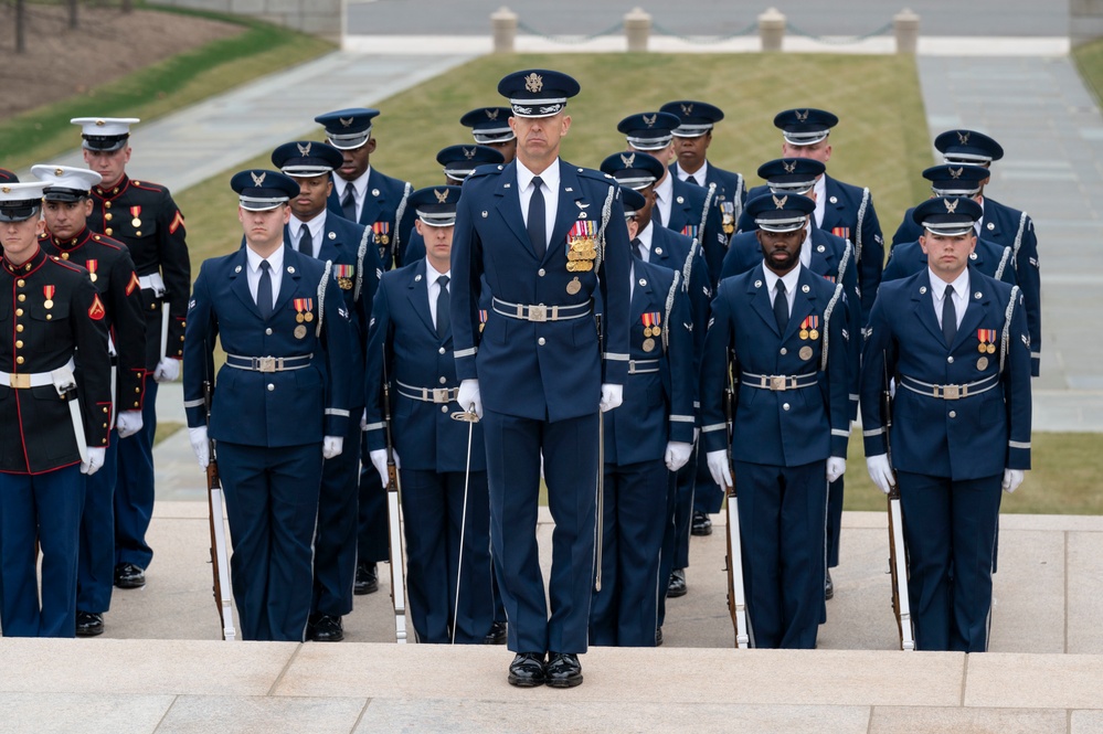 Space Force milestone: Guardian leads platoon in Arlington joint ceremony
