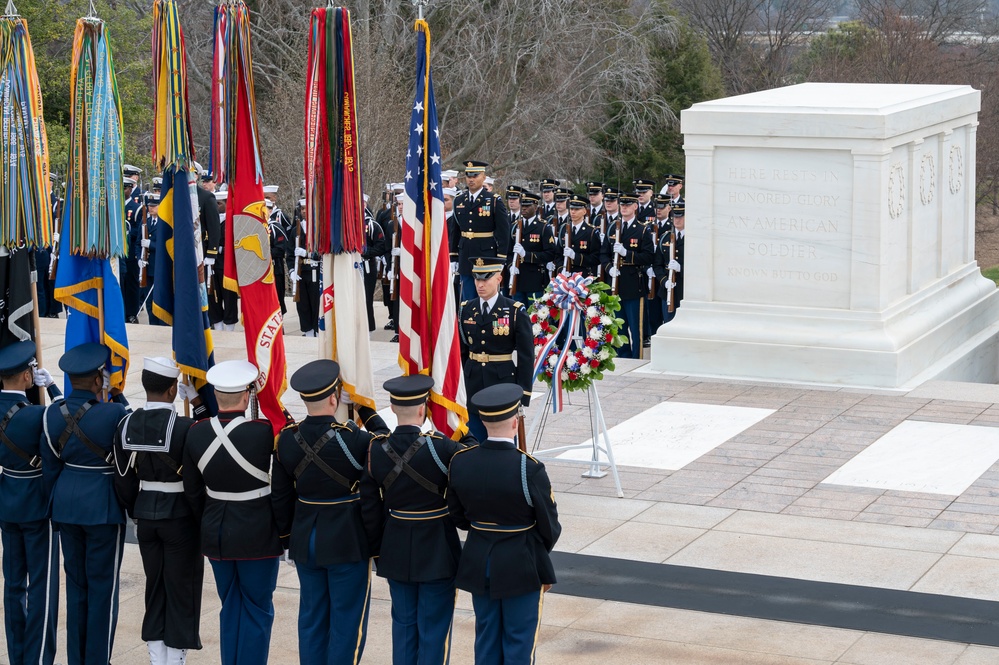 Space Force milestone: Guardian leads platoon in Arlington joint ceremony