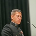 Lt Col. Daniel Sanchez the 8th Marine Corps District Executive Officer addresses the new graduates and members of the School Superintendents Association.