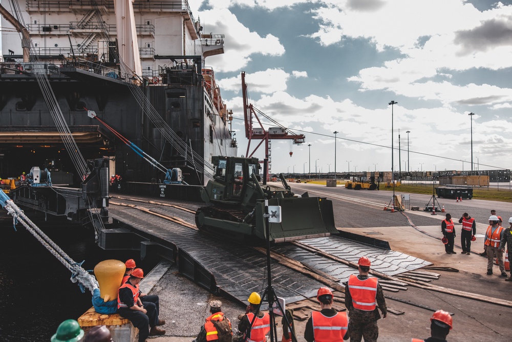 U.S. Marines with Combat Logistics regiment 27 conduct Maritime Pre-Positioning Force Exercise (MPFEX) 23 (Day 2)