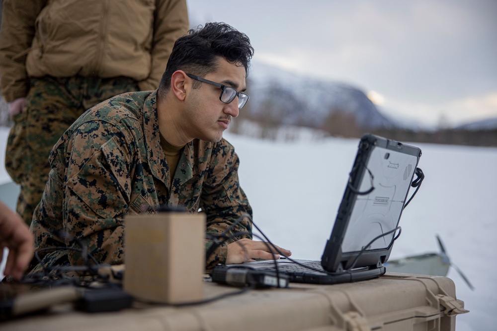 2d CEB conducts drill with a RQ-20B Puma fixed-wing unmanned aerial system