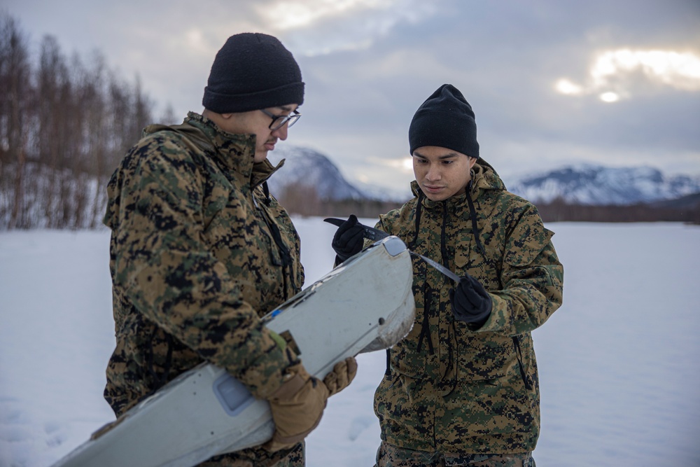 2d CEB conducts drill with a RQ-20B Puma fixed-wing unmanned aerial system