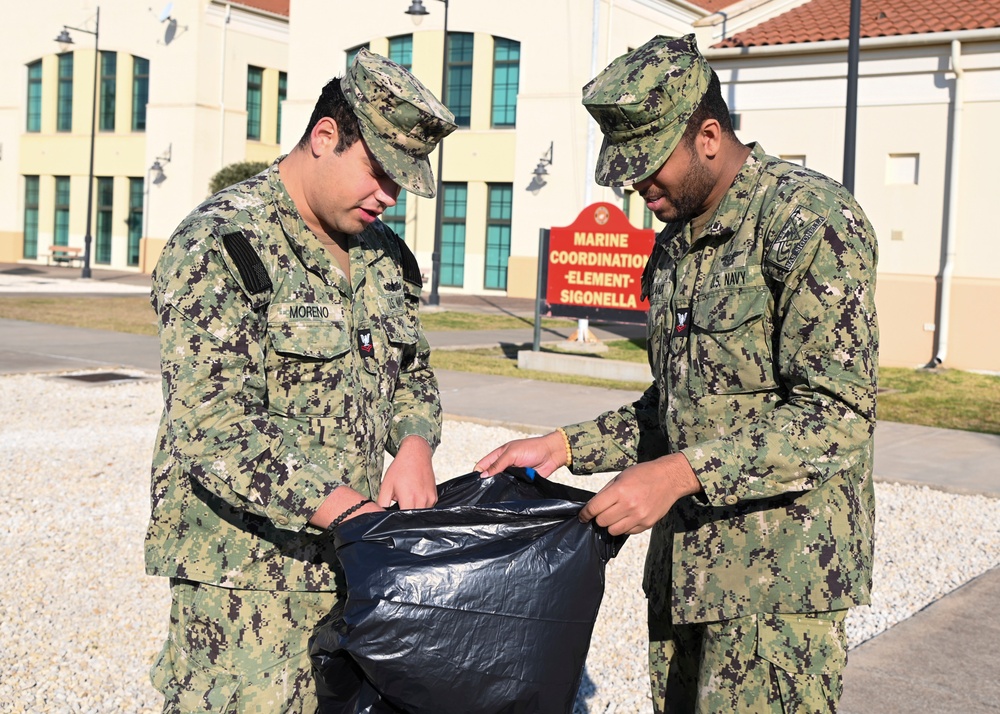 NAS Sigonella Sailors participate in base clean up