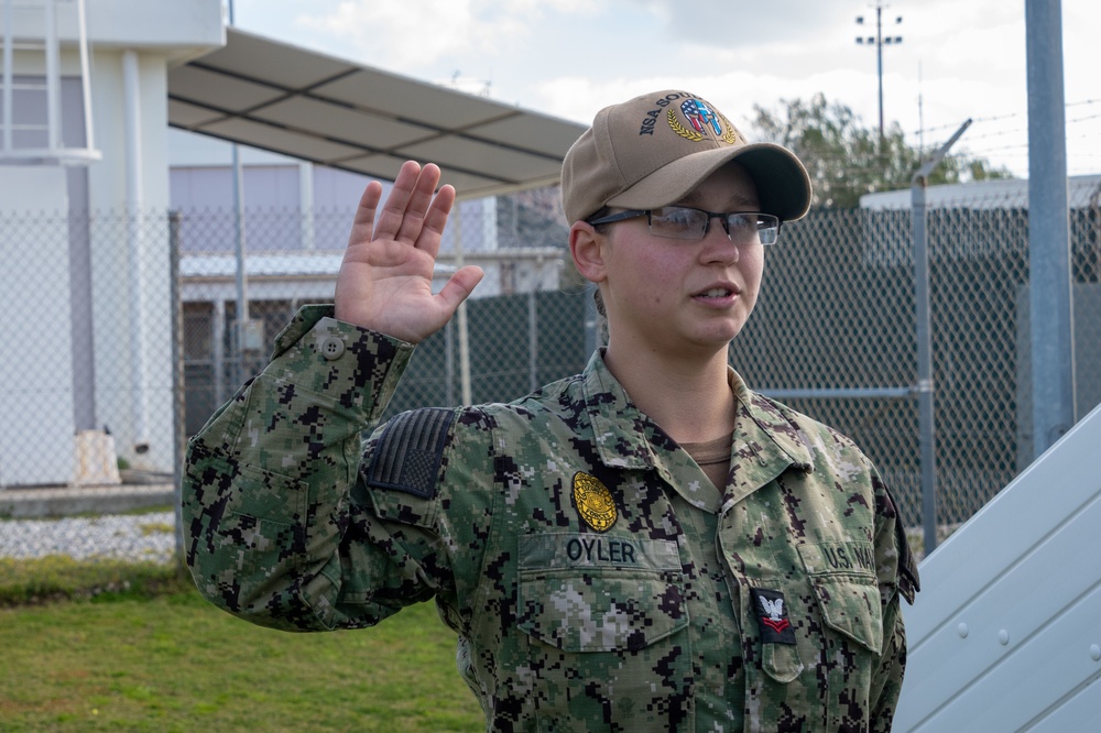 NSA Souda Bay’s Master-at-Arms 2nd Class Kaile Oyler Reenlistment Ceremony