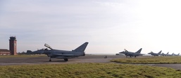 Eurofighter Typhoons from RAF Coningsby stop by RAF Mildenhall