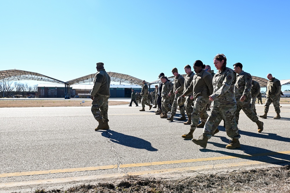 169th Fighter Wing Airmen conduct FOD walk on runway