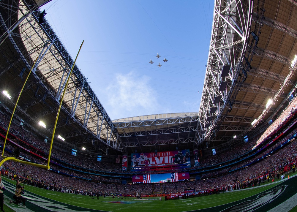 The U.S. Navy performed an all-woman flyover during Super Bowl LVII