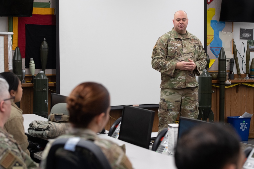 66th Security Forces senior enlisted leader speaks during training course