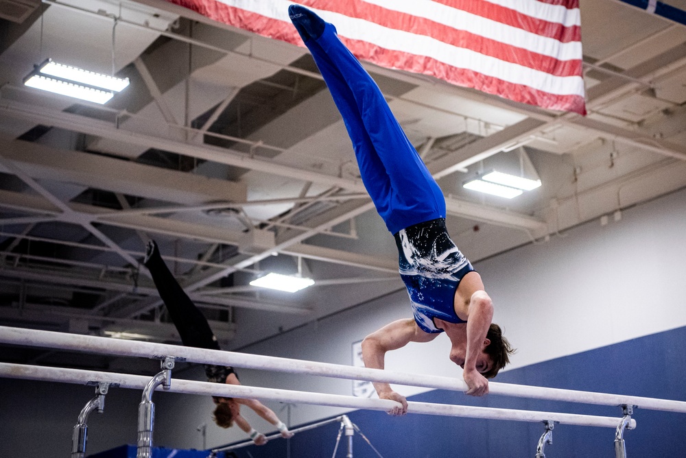 USAFA Men's Gymnastics Bests Service Academy Rival Army and California