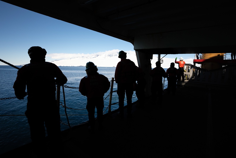 Coast Guard Cutter Polar Star conducts small boat operations during Operation Deep Freeze 2023