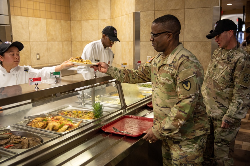 Maj. Gen. David Wilson Visits Falcon Café Warrior Restaurant