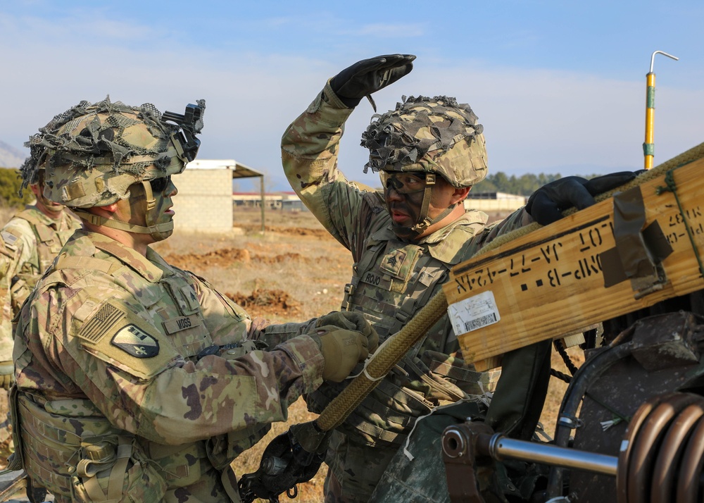 1st Battalion, 320th Field Artillery Regiment Conduct Elevator Drills in Greece