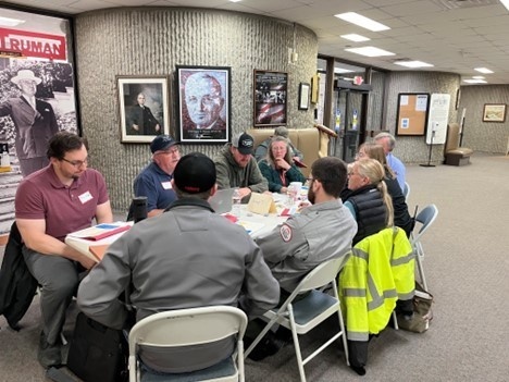 The Kansas City District, U.S. Army Corps of Engineers hosted an emergency preparedness tabletop exercise with local emergency management agencies at Harry S Truman Lake on Feb. 16, 2023.