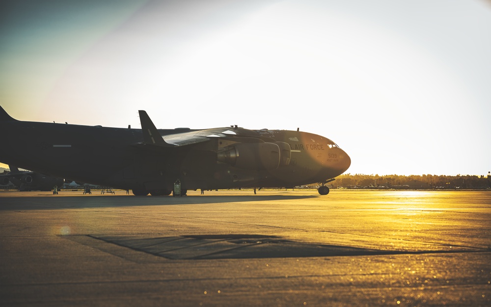 Sunsetting behind the C17