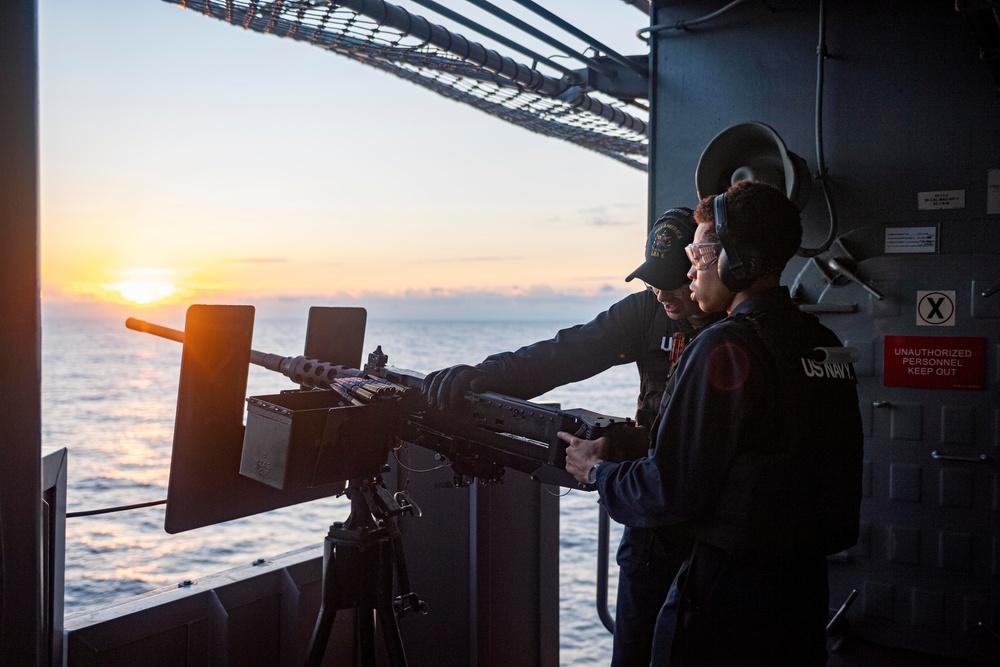 USS America (LHA 6) Conducts Crew-Served Live Fire Exercise