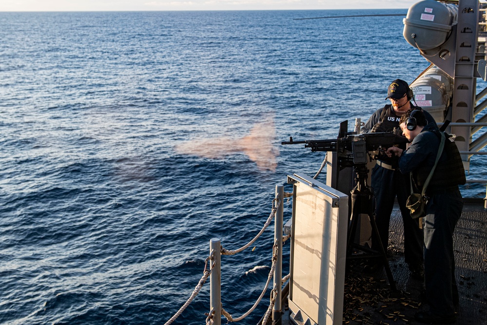 USS America (LHA 6) Conducts Crew-Served Live Fire Exercise