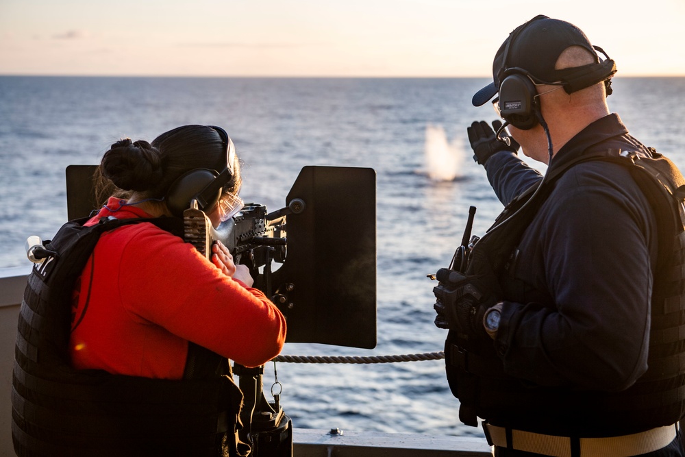 USS America (LHA 6) Conducts Crew-Served Live Fire Exercise