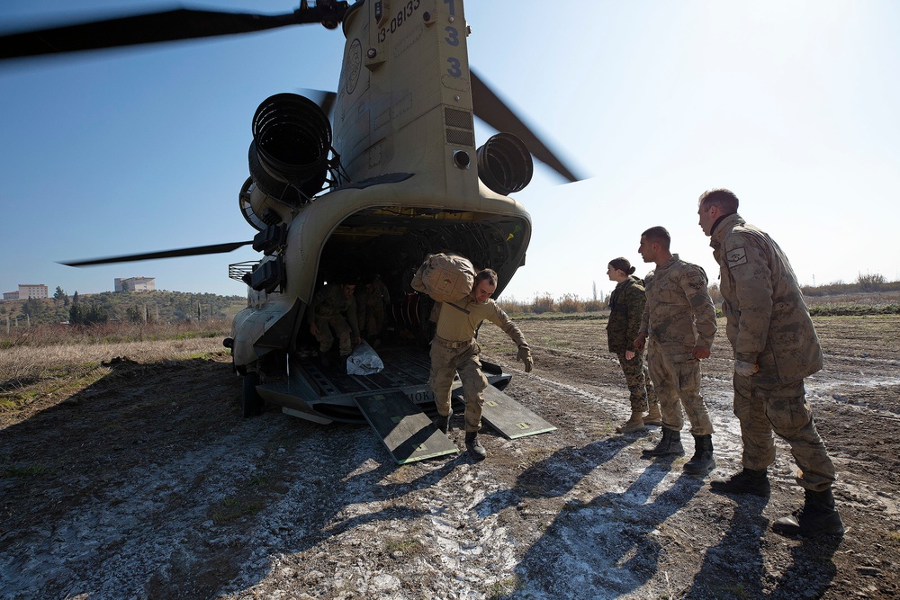 U.S. Army CH-47F Chinook Delivers Relief Supplies