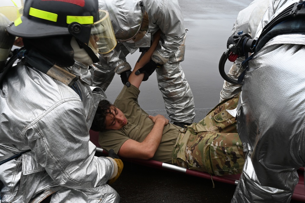 Aircraft rescue and fire fighting emergency response exercise