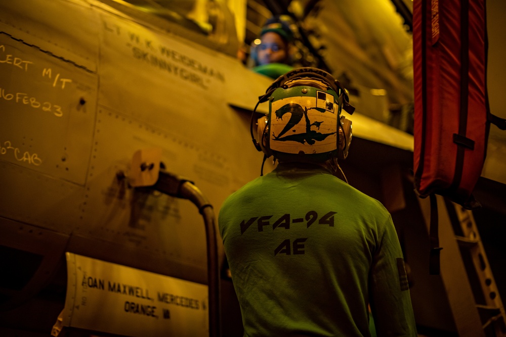 Sailors Perform Maintenance On Aircraft