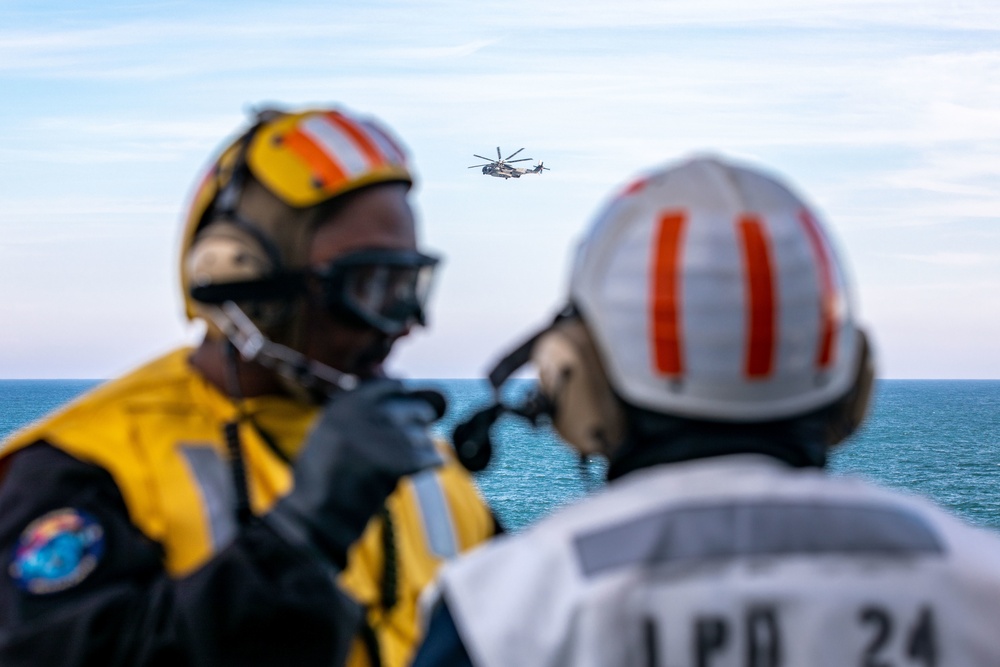 Sea Trials: CH-53K operates aboard USS Arlington