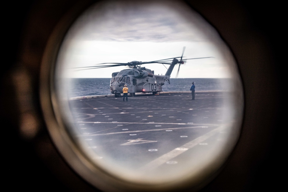 Sea Trials: CH-53K operates aboard USS Arlington