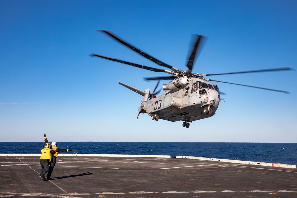 Sea Trials: CH-53K operates aboard USS Arlington