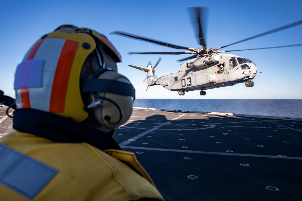 Sea Trials: CH-53K operates aboard USS Arlington