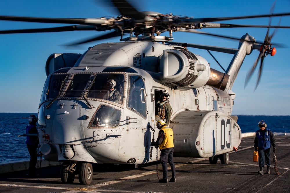 Sea Trials: CH-53K operates aboard USS Arlington