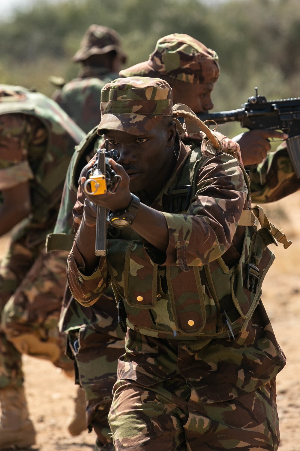 Kenyan, Djiboutian soldiers take on urban combat in a situational training exercise.