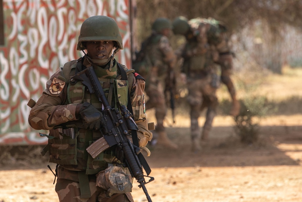 Kenyan, Djiboutian soldiers take on urban combat in a situational training exercise.