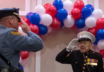 US Marine Cpl. Roland Scarinci Celebrated on his 100th Birthday