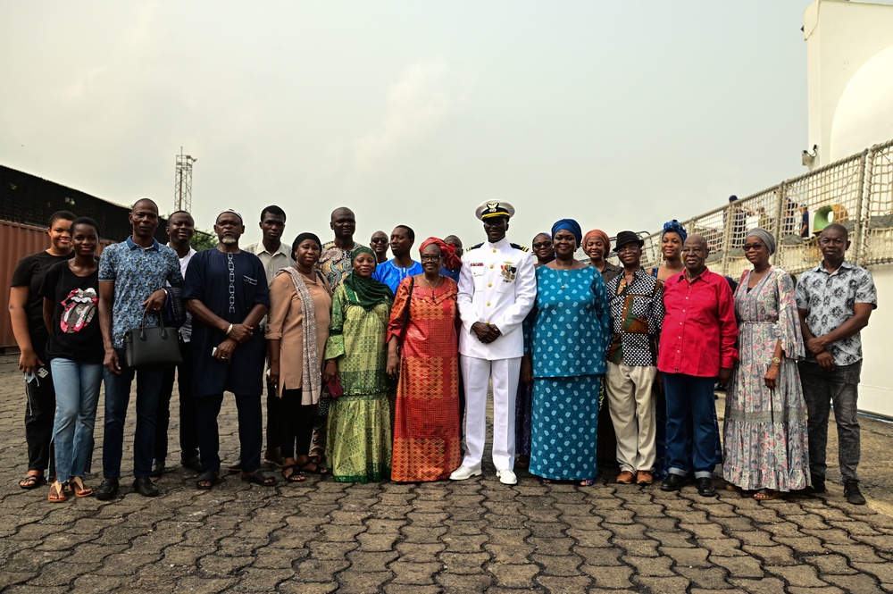 Ensign Mohammad Diakite promotes to Lt.j.g with his family in attendance in Abidjan, Côte d’Ivoire
