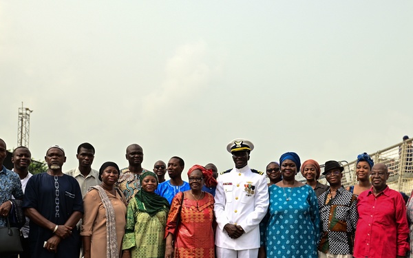 Ensign Mohammad Diakite promotes to Lt.j.g with his family in attendance in Abidjan, Côte d’Ivoire