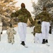 Charlie Troop, 3-71 Cavalry Regiment, 1BCT, 10th Mountain Division train with Finnish soldiers on a ski obstacle course during Defense Exercise North in Sodankyla Garrison, Finland, during Exercise Arctic Forge '23 on Feb. 21, 2023